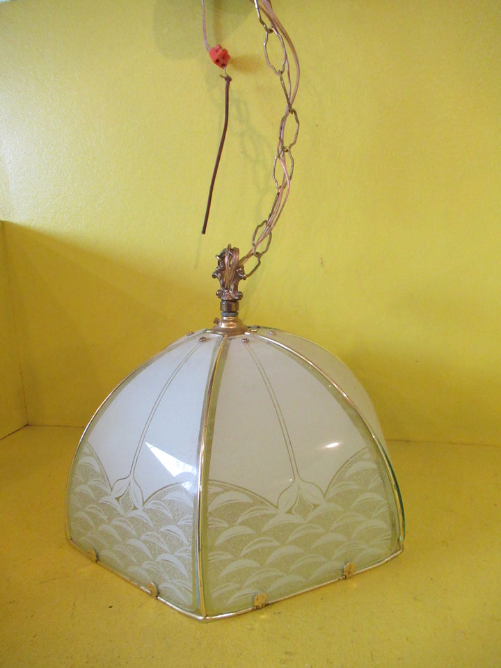 Brass Effect 6 Pane Pendant Ceiling Light  825H x 300W