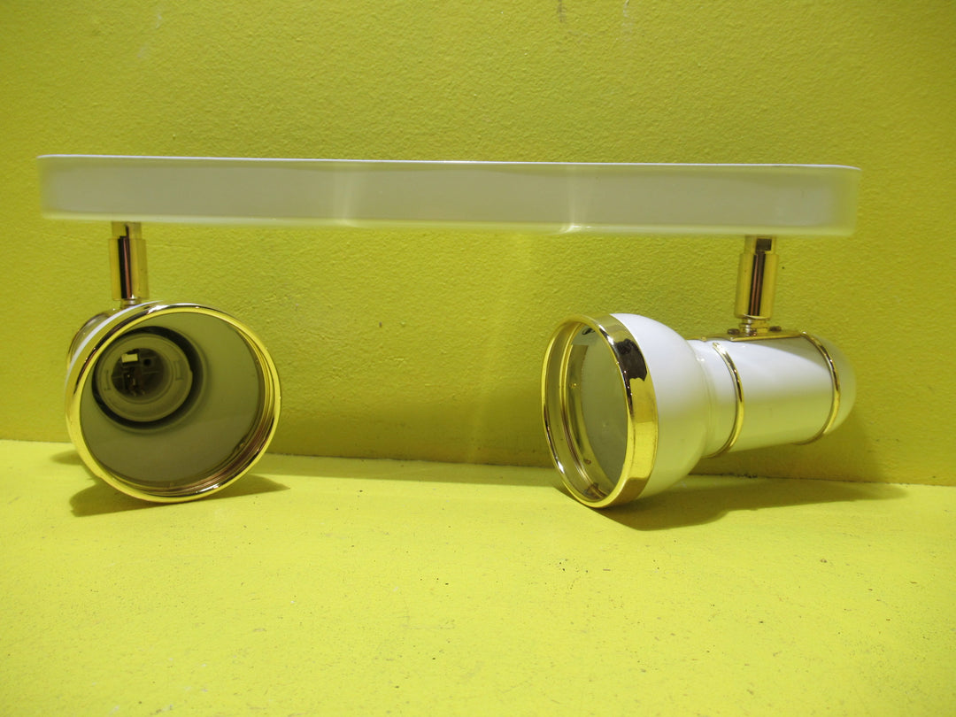 Eurolite White with Gold Trim Twin Spotlight    360L x 140D x 140H