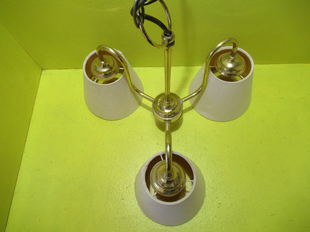 Brass Effect Ceiling Light with Fabric Shades    930H x 260Dia   Rose 90 Dia