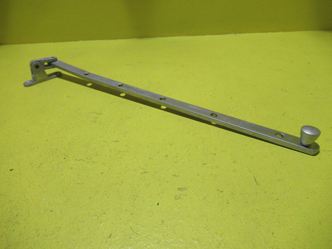 Brushed Chrome Casement Stay with 2 Hole Rectangle Plate and Vortex End   325L x 10W