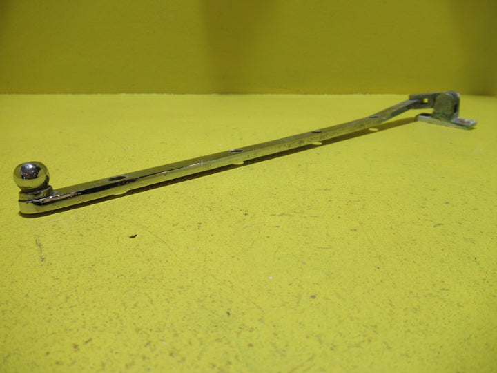 Chrome/Saturn Finish Casement Stay with 2 Hole Rectangle Plate and Ball End   300L x 10W