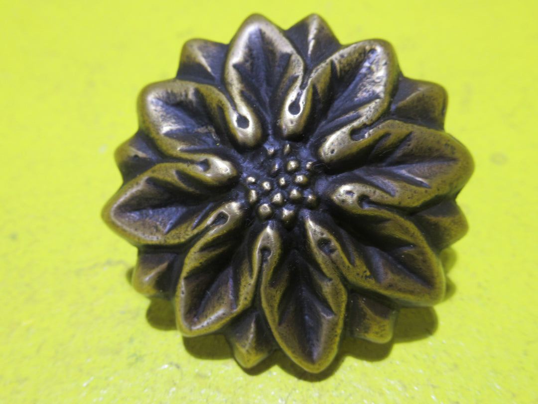Brass Gothic Style Flower Drawer Pulls    55 Dia x 35D