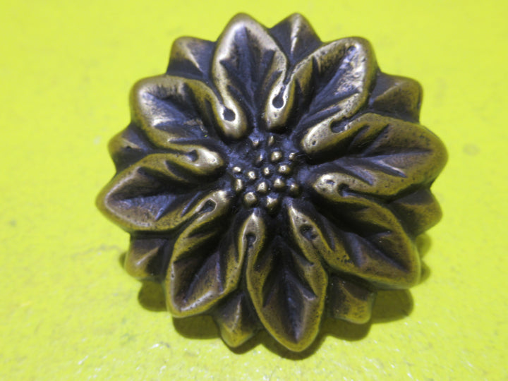 Brass Gothic Style Flower Drawer Pulls    55 Dia x 35D