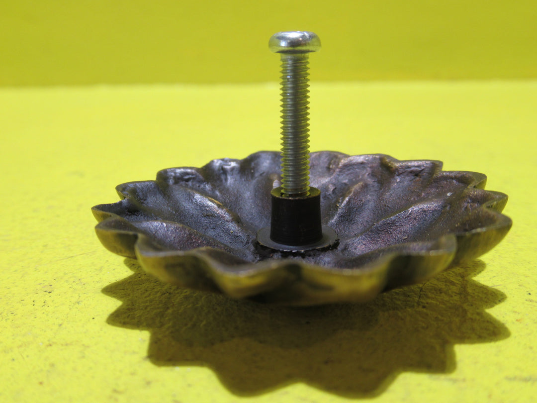 Brass Gothic Style Flower Drawer Pulls    55 Dia x 35D