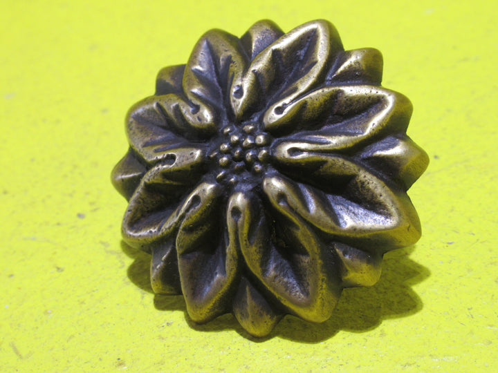 Brass Gothic Style Flower Drawer Pulls    55 Dia x 35D