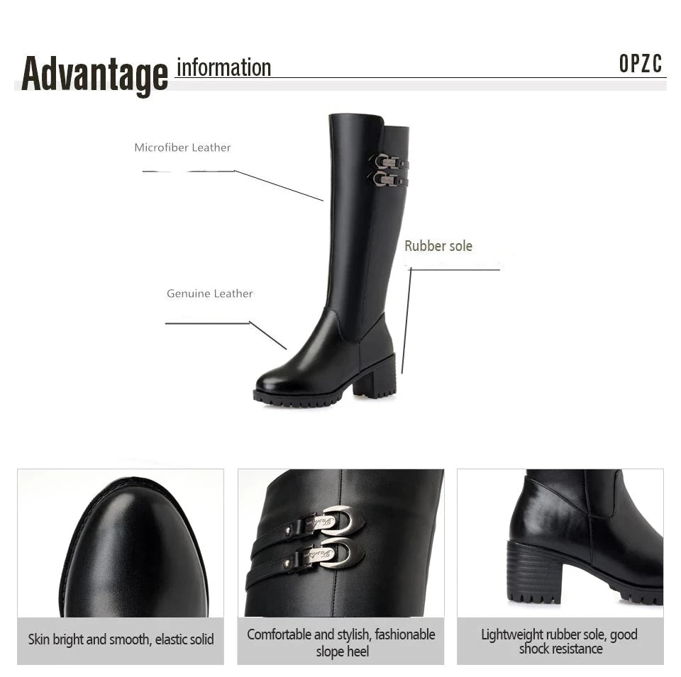 DIMANYU Women Winter Genuine Leather Wool High Heel High Boots