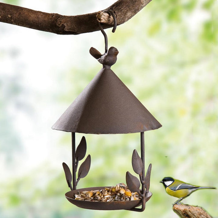 Iron Bird Feeder Rainproof Windproof Hanging Style