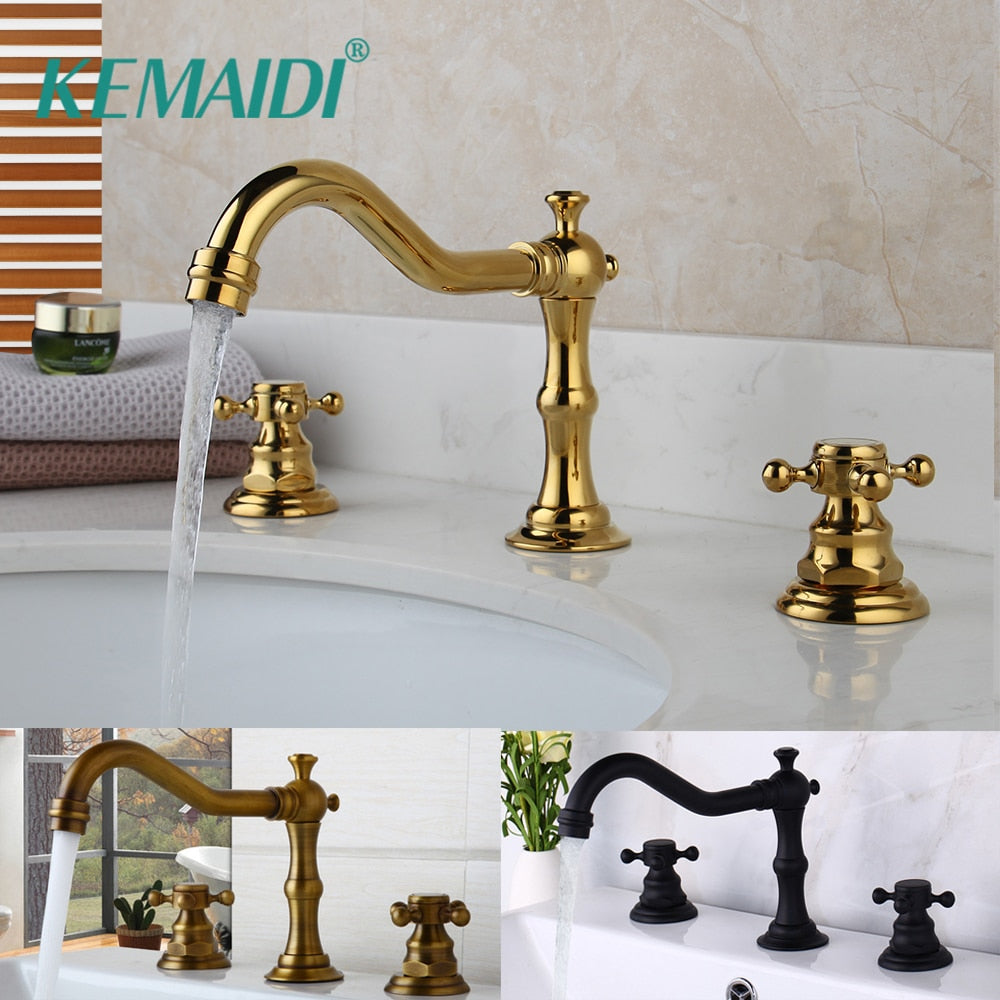 KEMAIDI Bathtub Faucet 3pcs Basin Mixer Taps