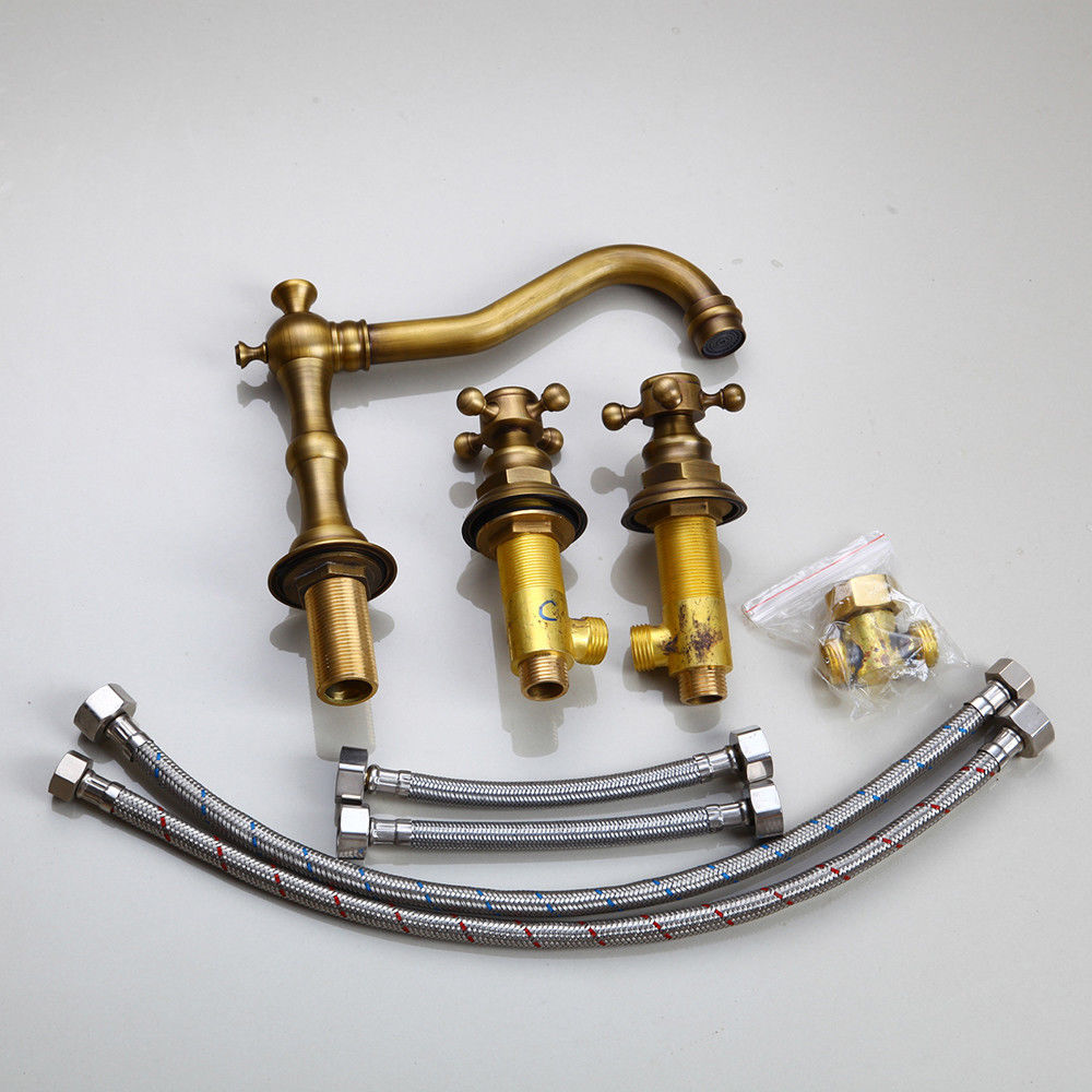 KEMAIDI Bathtub Faucet 3pcs Basin Mixer Taps