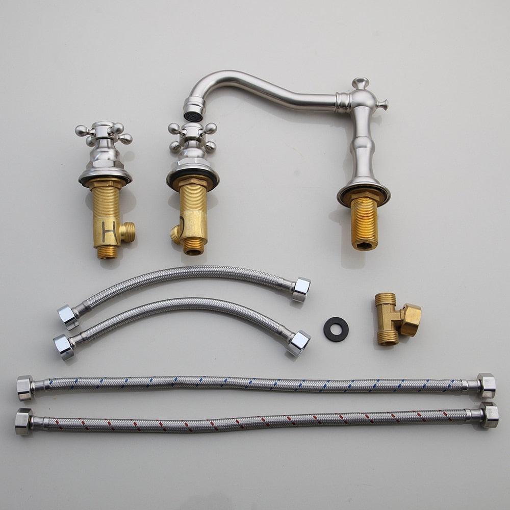 KEMAIDI Bathtub Faucet 3pcs Basin Mixer Taps