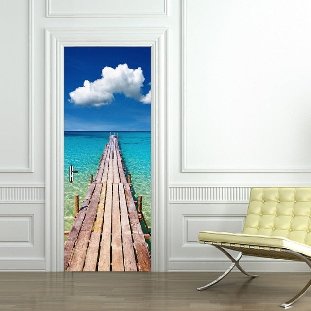 DIY 3D Door Landscape Art Door Stickers Removable - 90 x 200cm