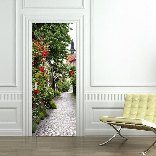 DIY 3D Door Landscape Art Door Stickers Removable - 90 x 200cm