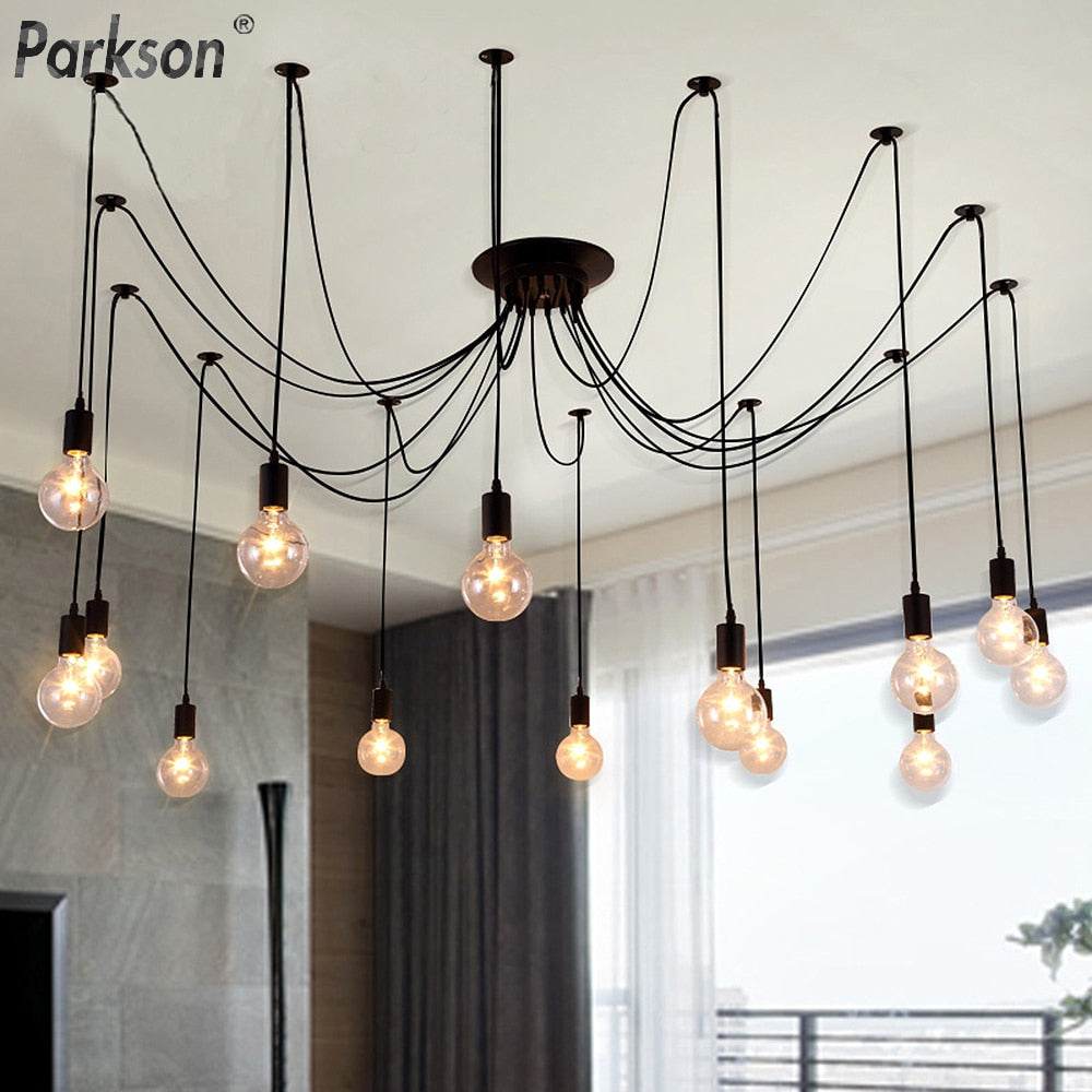 E27 Retro Edison Bulb Pendant Lights Vintage Loft Antique Hanging Pendant Lamp Spider