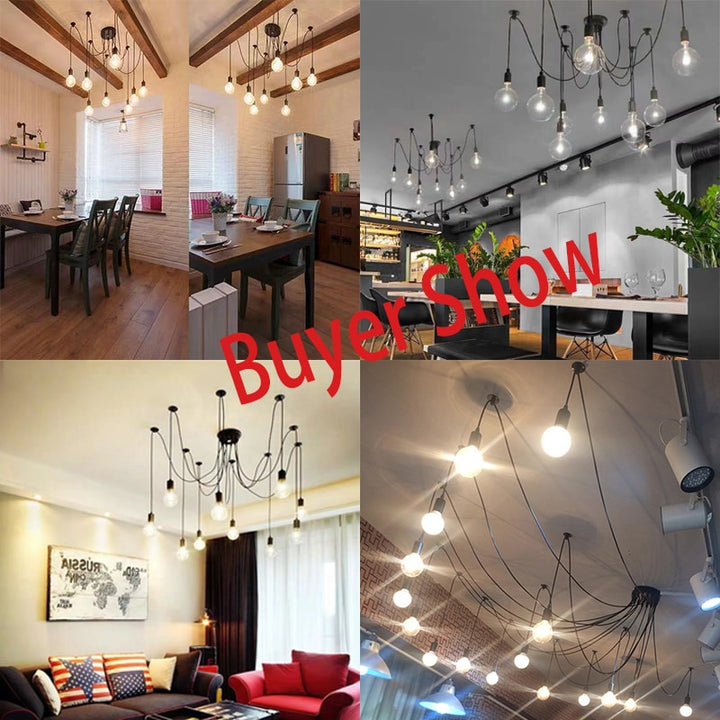 E27 Retro Edison Bulb Pendant Lights Vintage Loft Antique Hanging Pendant Lamp Spider