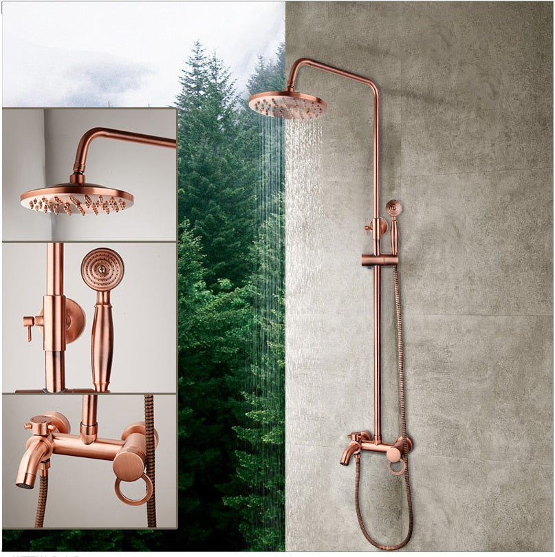 KEMAIDI Bathroom Shower Faucet Bath Faucet Mixer Tap With Hand Shower Head Rose Gold Shower