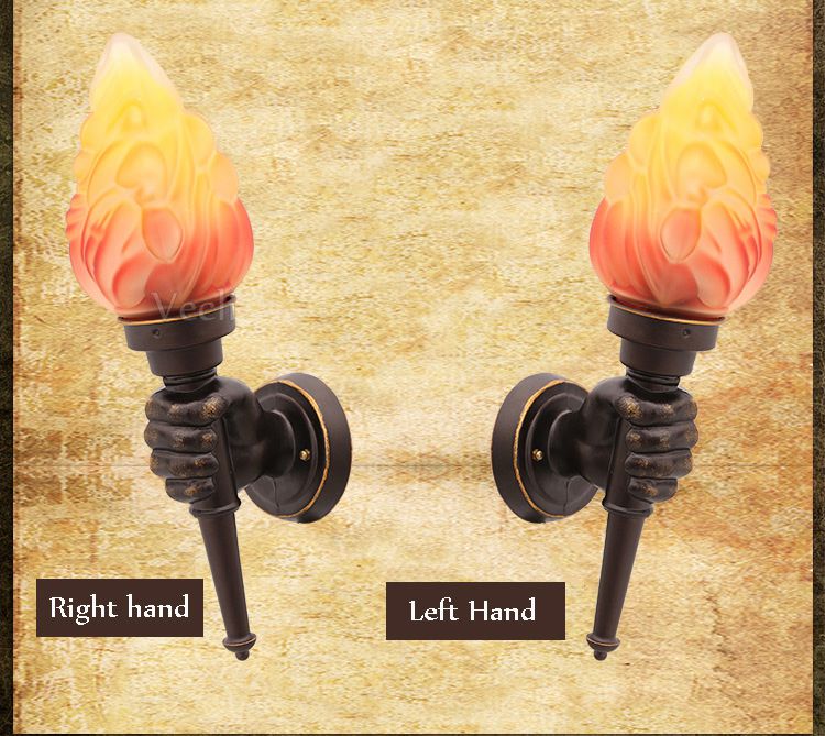 Creative Torch Hand Light Restaurant Cafe Bar Porch Aisle Stair Bedroom Living Room Outdoor Garden Light Wall Lamp Sconce Bra