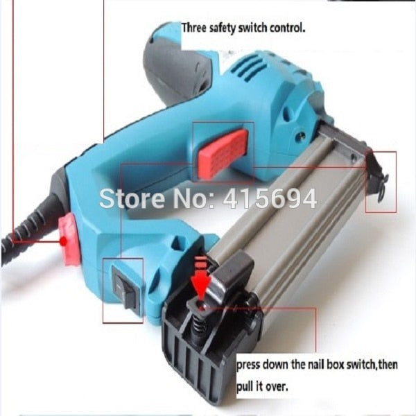 Efficiency fastest electric nail gun.Impact force adjustable,both U-nail T-dual.household power tool.