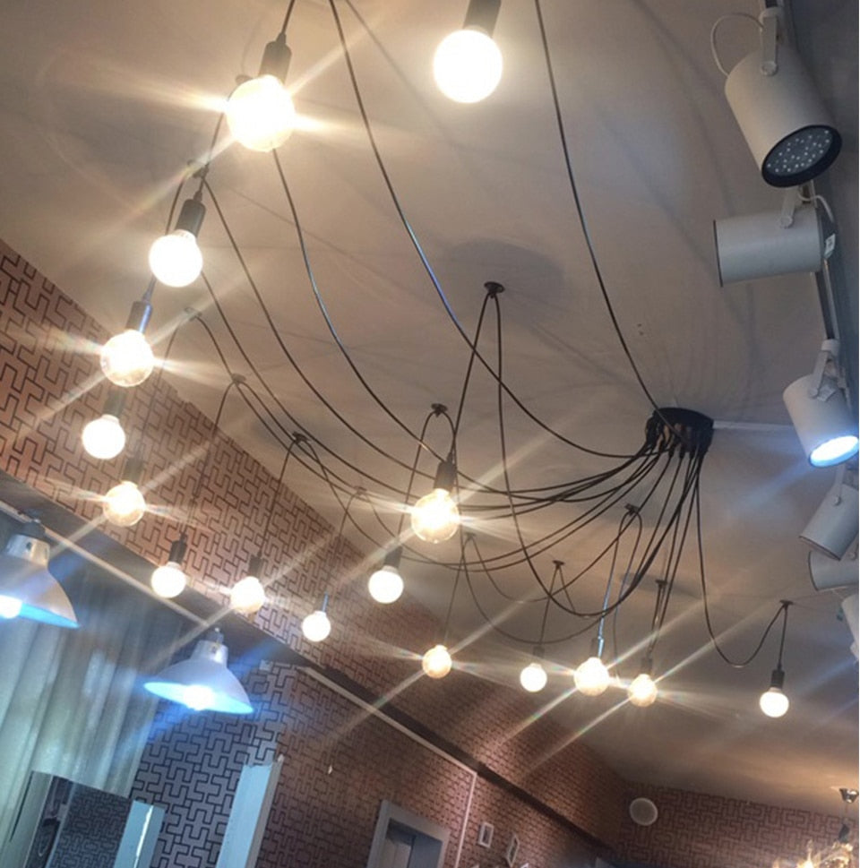 E27 Retro Edison Bulb Pendant Lights Vintage Loft Antique Hanging Pendant Lamp Spider