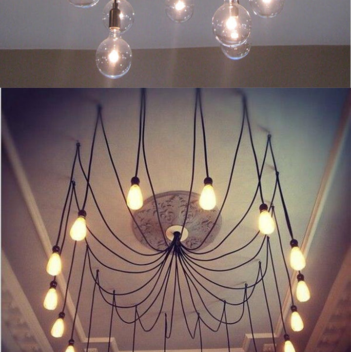 E27 Retro Edison Bulb Pendant Lights Vintage Loft Antique Hanging Pendant Lamp Spider