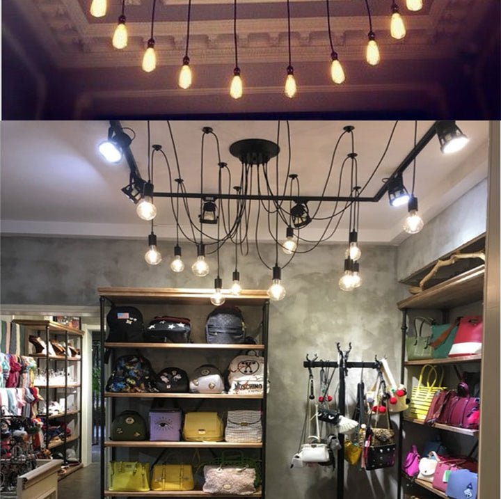 E27 Retro Edison Bulb Pendant Lights Vintage Loft Antique Hanging Pendant Lamp Spider