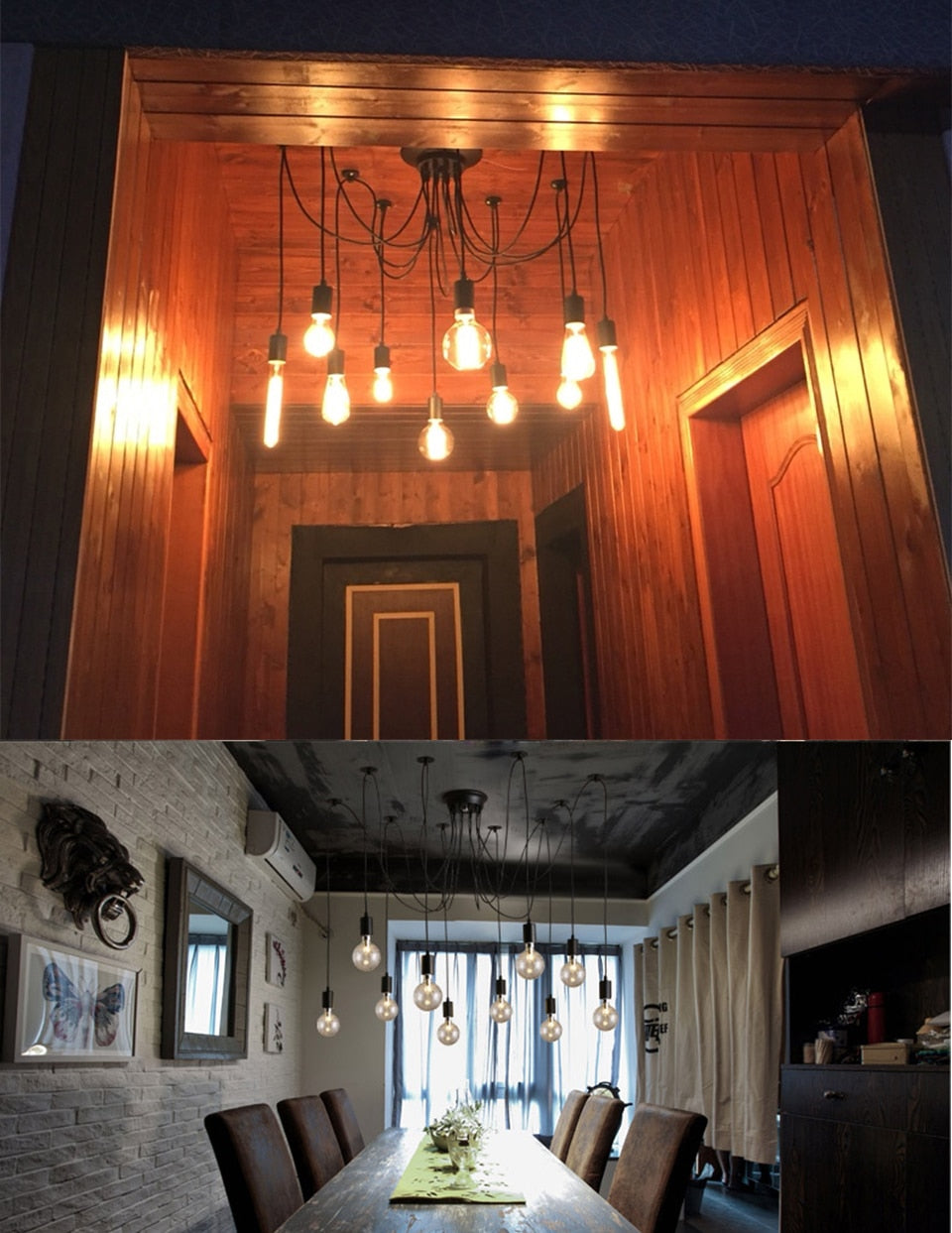 E27 Retro Edison Bulb Pendant Lights Vintage Loft Antique Hanging Pendant Lamp Spider