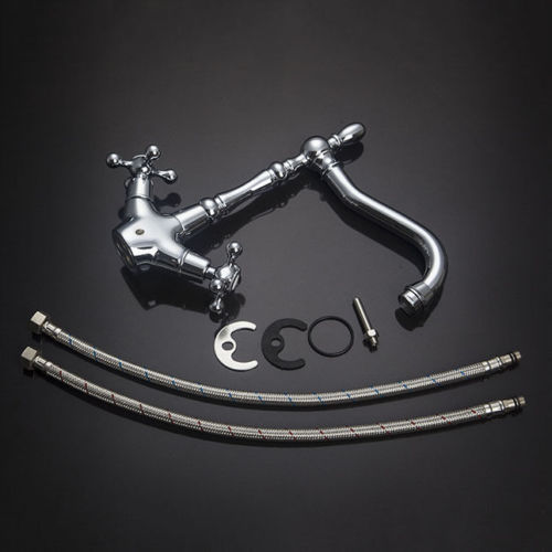 KEMAIDI Golden Swivel Antique Brass Stream Rotated Kitchen Bathroom Mixer Dual Handles Deck Mount Hot Cold Water Taps