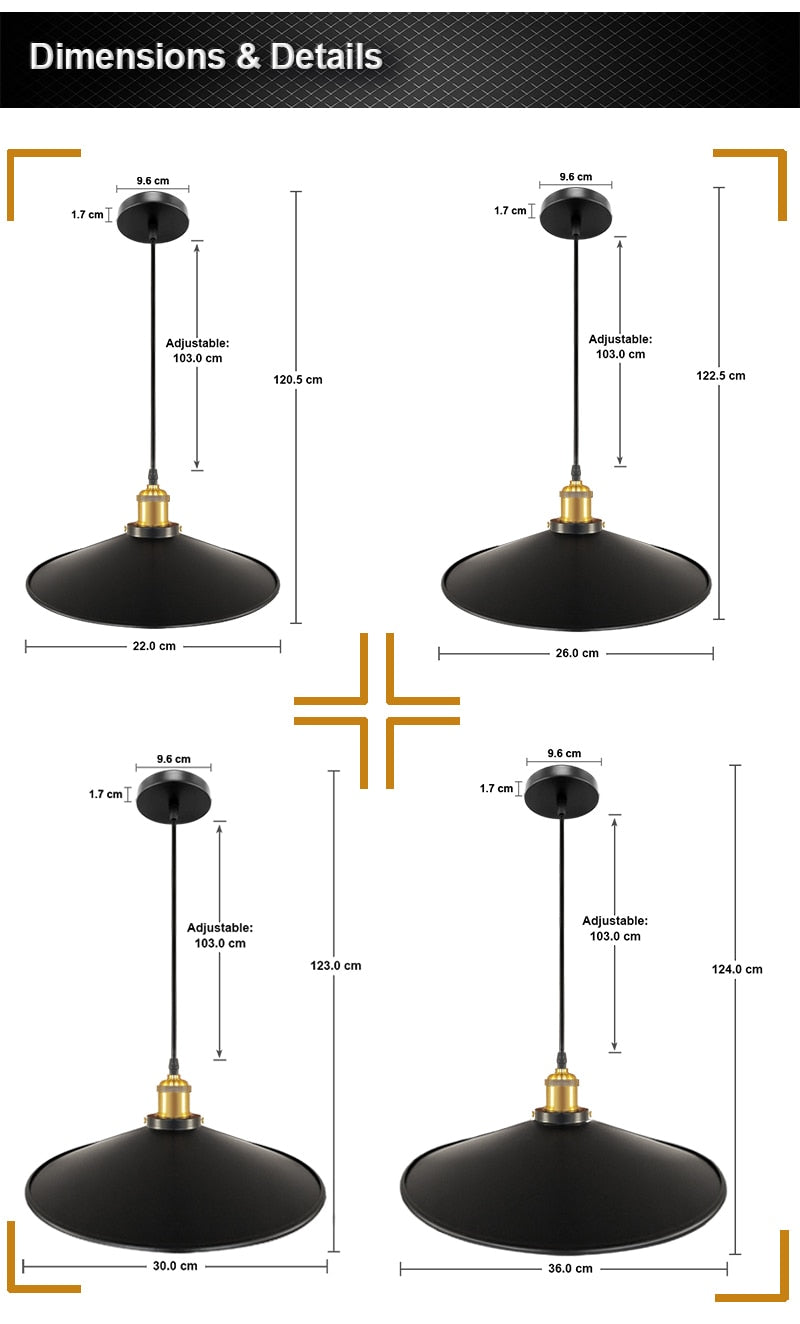 Edison Loft Style Vintage Industrial Retro Pendant Lamp Light e27 Holder Iron