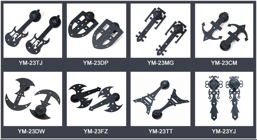 Brass Gold Finish Classic Sliding Barn Wood Door Hardware Kit