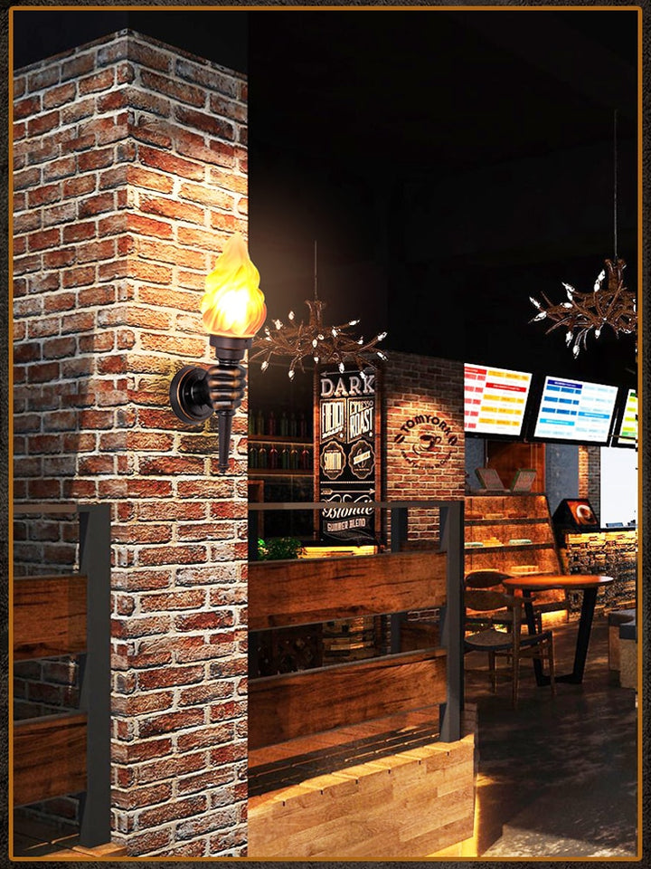 Creative Torch Hand Light Restaurant Cafe Bar Porch Aisle Stair Bedroom Living Room Outdoor Garden Light Wall Lamp Sconce Bra