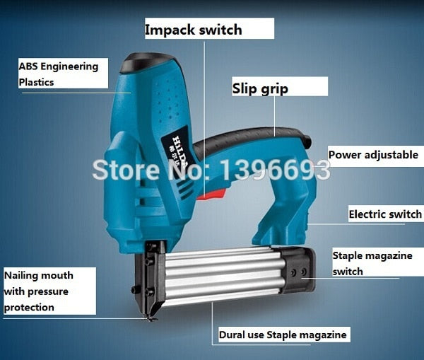 Efficiency fastest electric nail gun.Impact force adjustable,both U-nail T-dual.household power tool.
