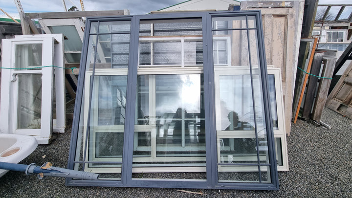 Graphite Grey Alumminium Entrance Door with two Side Lites