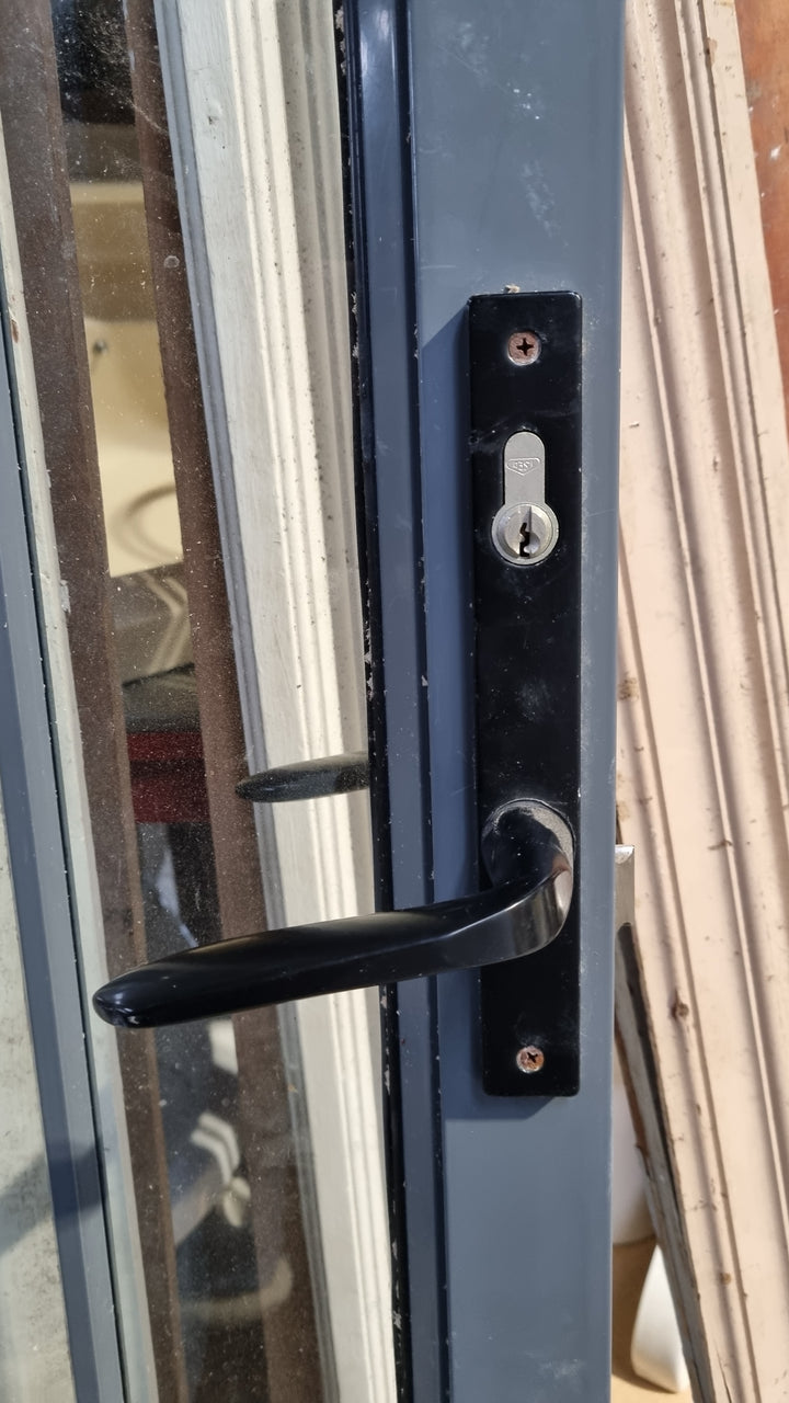Graphite Grey Alumminium Entrance Door with two Side Lites