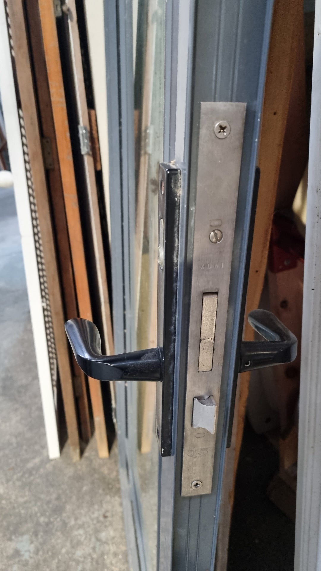 Graphite Grey Alumminium Entrance Door with two Side Lites