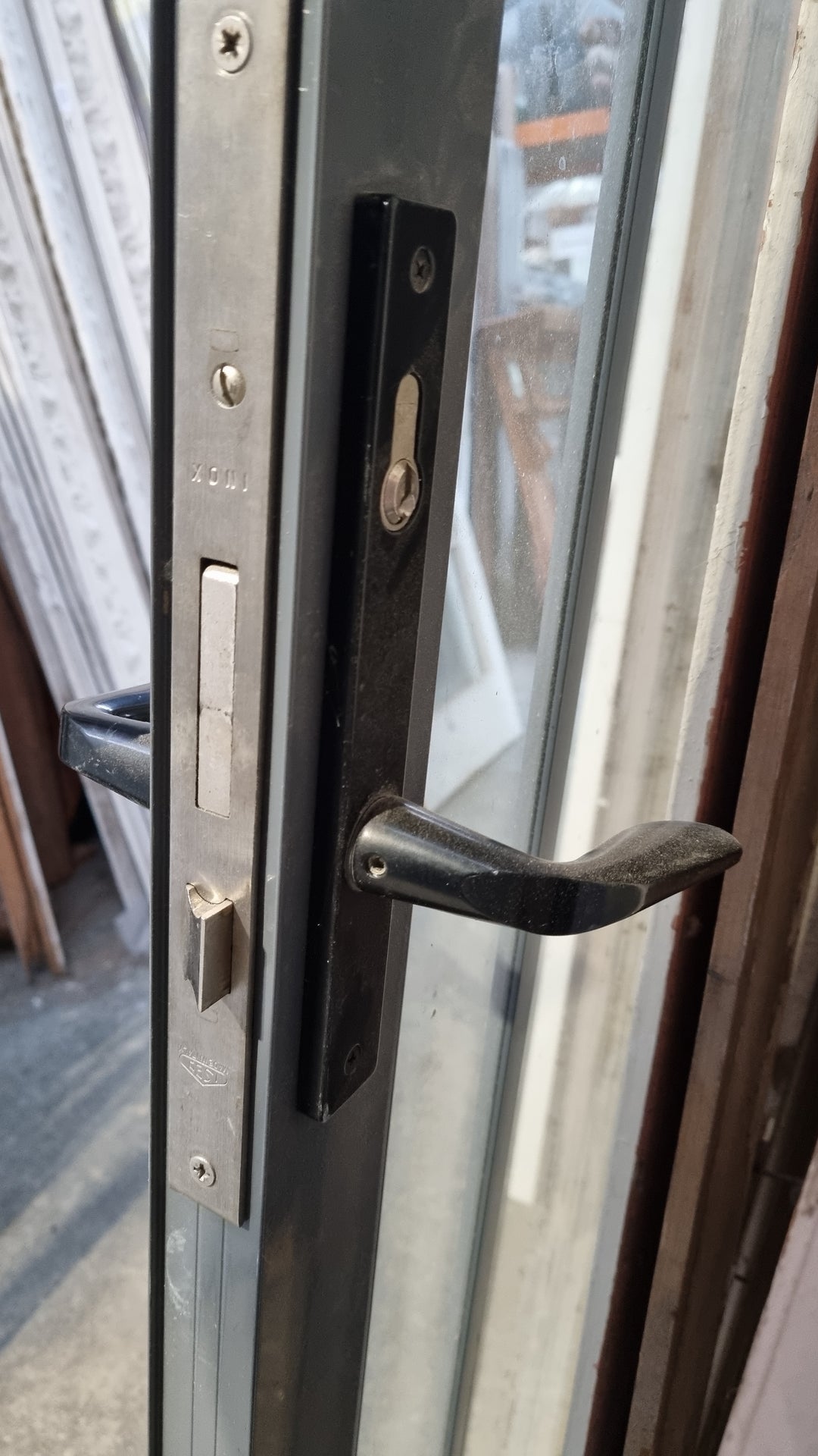 Graphite Grey Alumminium Entrance Door with two Side Lites