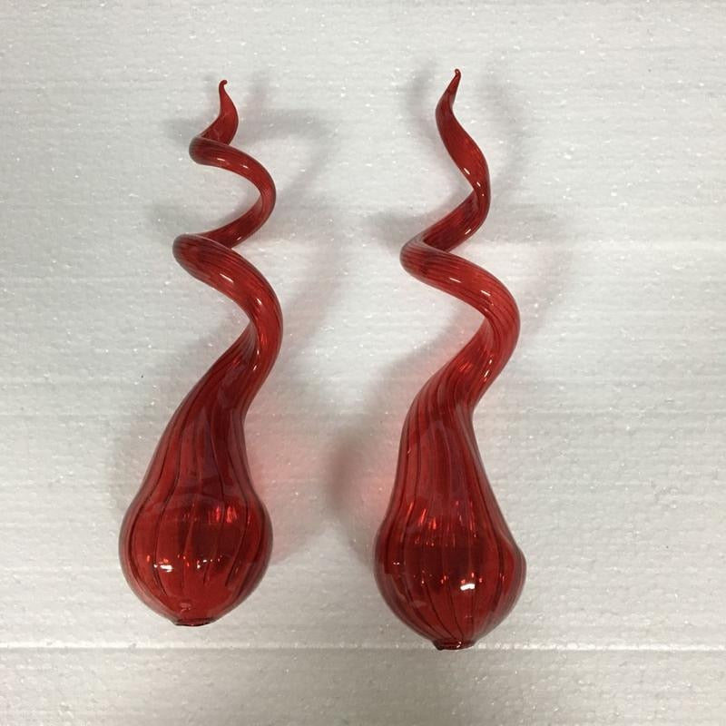 Red Diamond Glass Chandeliers Long Chain Hand Blown Glass Vintage Hanging Pendant