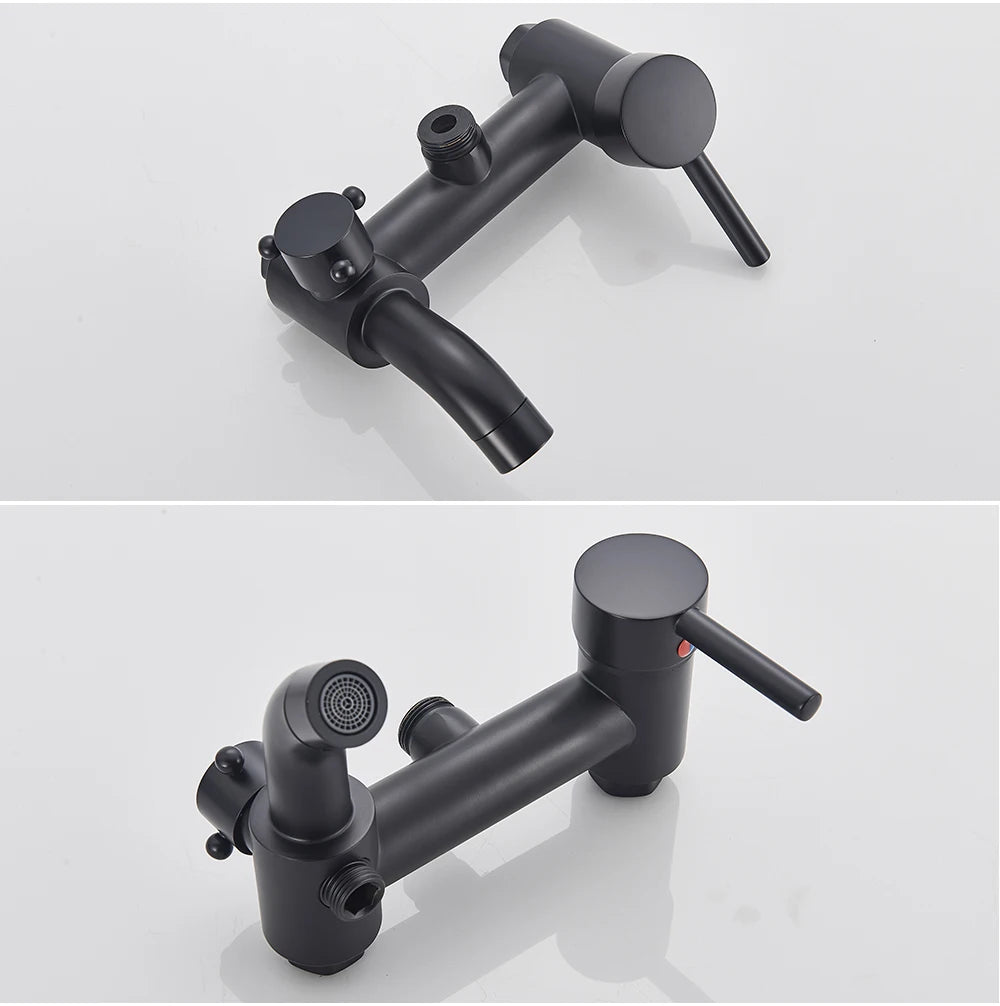 POIQIHY ORB Black Bathroom Shower Faucet In Wall 8" Rainfall Brass Shower Set Mixer Tap Tub Spout Bath Shower Set Dual Handles