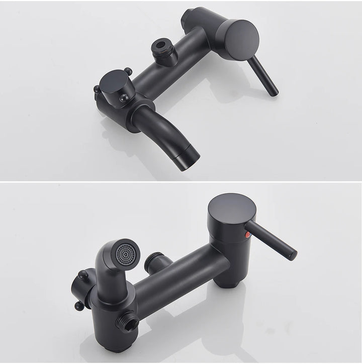 POIQIHY ORB Black Bathroom Shower Faucet In Wall 8" Rainfall Brass Shower Set Mixer Tap Tub Spout Bath Shower Set Dual Handles