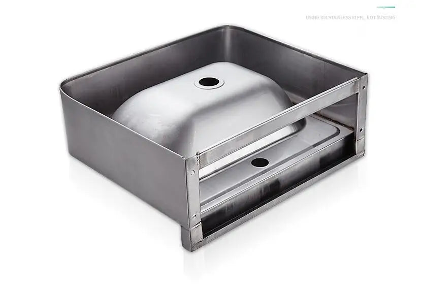 Bathroom wall mounted 304 Stainless steel  sqaure basin with faucet set