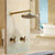 YANKSMART Bathroom Rainfall Shower Faucets 8 Inch Antique Brass Round Wall Mounted Faucet Sets Dual Handles Mixer Tap