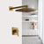 YANKSMART Bathroom Rainfall Shower Faucets 8 Inch Antique Brass Round Wall Mounted Faucet Sets Dual Handles Mixer Tap