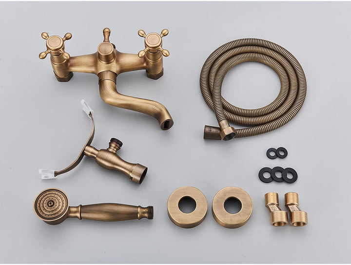 POIQIHY Golden Black Bathtub Shower Faucets Bathroom Wall Bath Shower Set Brass Mixer Tap Swivel Tub Spout Bath Shower Mixers