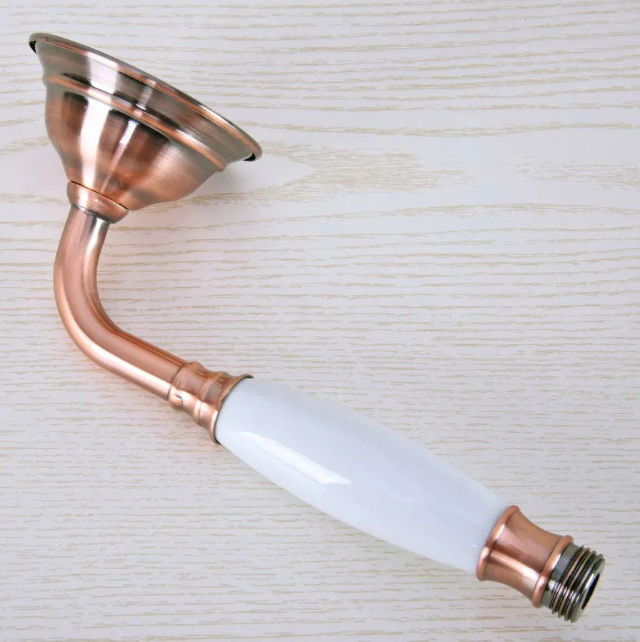 Antique Red Copper 8 inch Round Rainfall Shower Head & Hand Shower Head 1.5 Shower Hose Brass Handshower Bracket Wall Shower Arm
