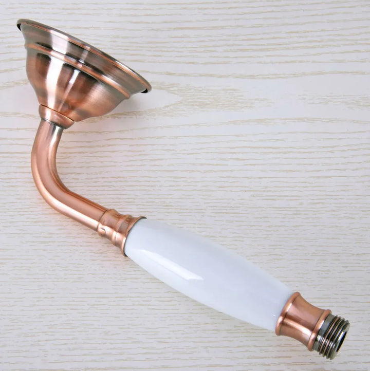 Antique Red Copper 8 inch Round Rainfall Shower Head & Hand Shower Head 1.5 Shower Hose Brass Handshower Bracket Wall Shower Arm