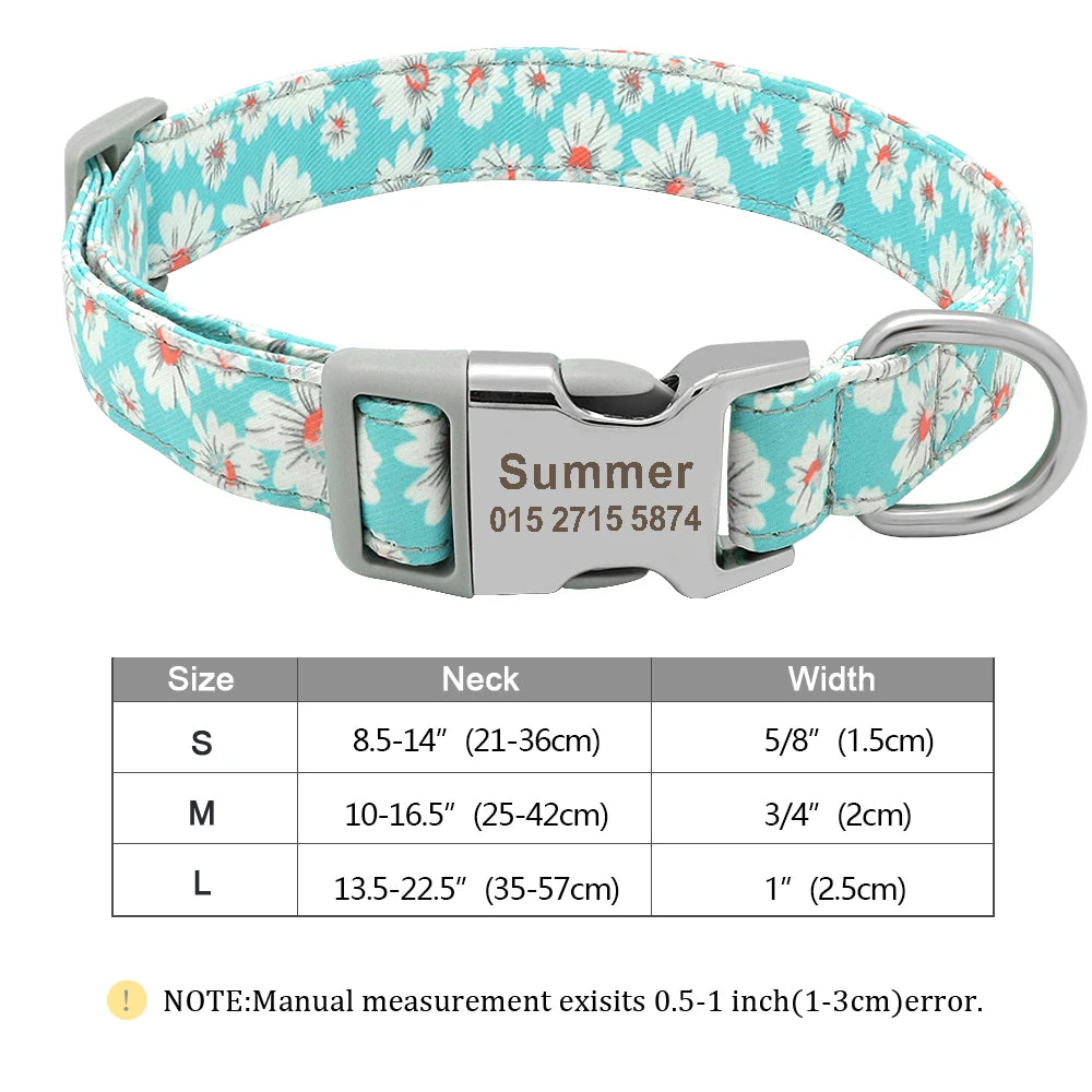 Personalized Small Medium Large Dog Cat Nylon Collar Custom Engraved Name ID Adjustable