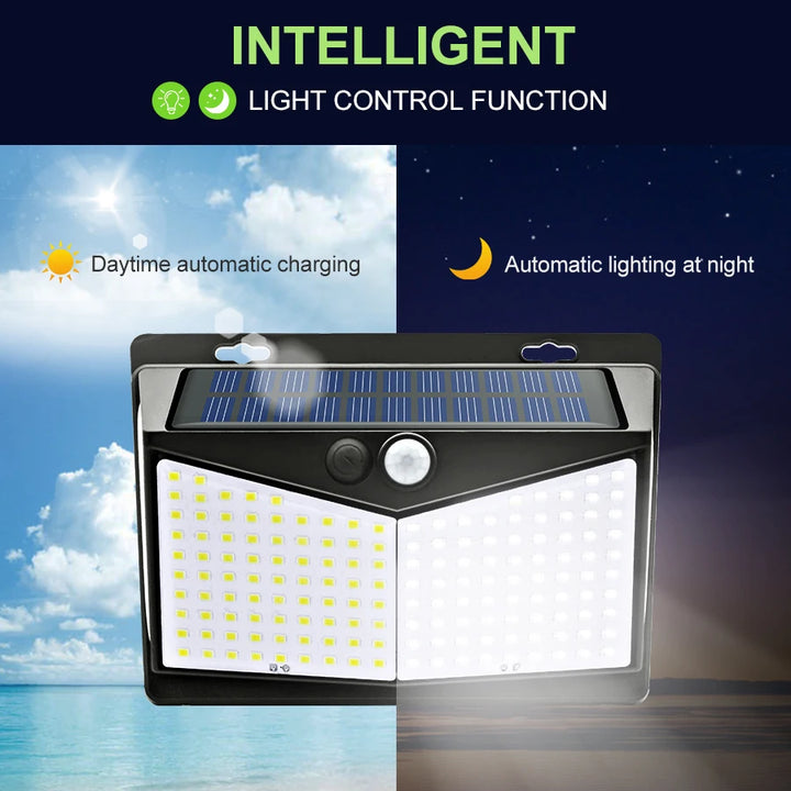 468 LED Solar lamp outdoor light Waterproof for garden decorcation street lights Human Body Sensor 3 modes 208/138 wall lamp