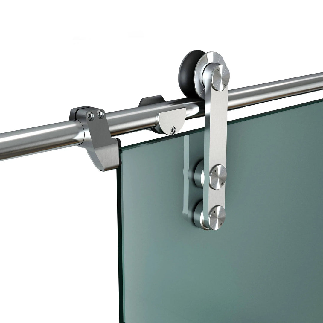 DIYHD Easy Mount Stainless Steel Glass Sliding Barn Door Interior Partition Door Office Glass Door Sliding Track Kit
