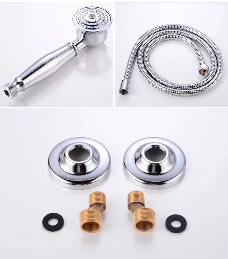 ELLEN Wall Mounted Bathroom Bath Faucet with Hand Shower Black Bath Tub Mixer Tap Bath Shower Mixer ELS2300
