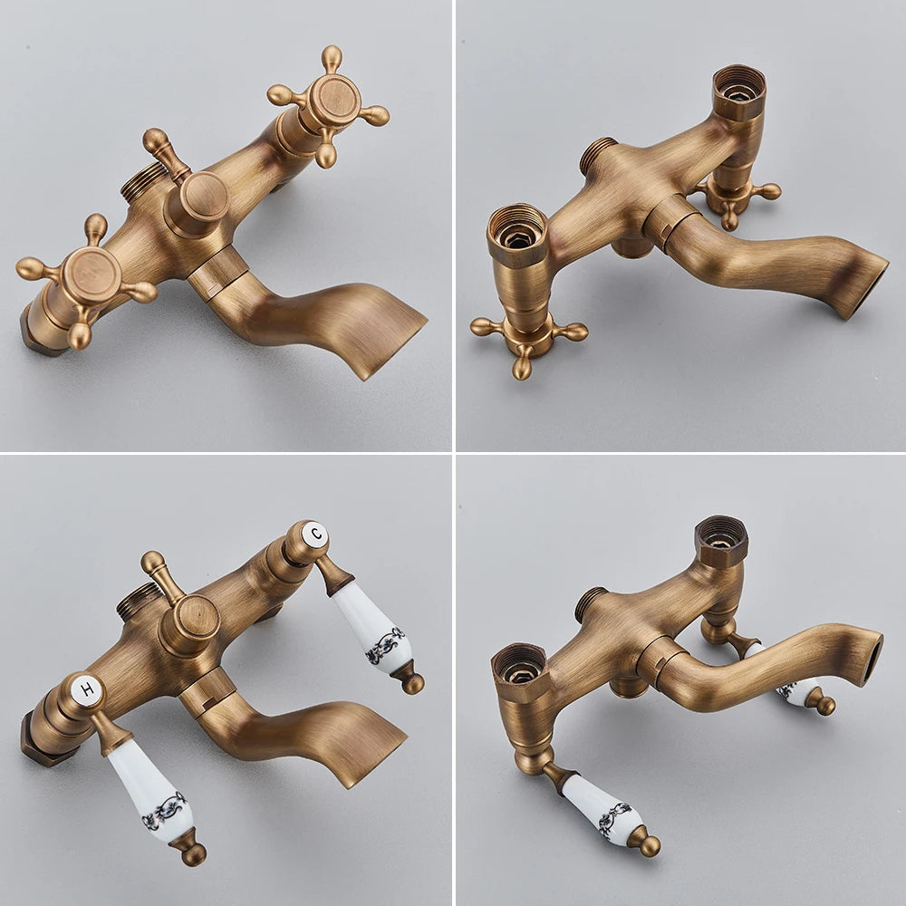 POIQIHY Golden Black Bathtub Shower Faucets Bathroom Wall Bath Shower Set Brass Mixer Tap Swivel Tub Spout Bath Shower Mixers