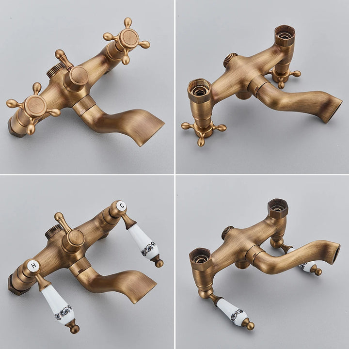 POIQIHY Golden Black Bathtub Shower Faucets Bathroom Wall Bath Shower Set Brass Mixer Tap Swivel Tub Spout Bath Shower Mixers