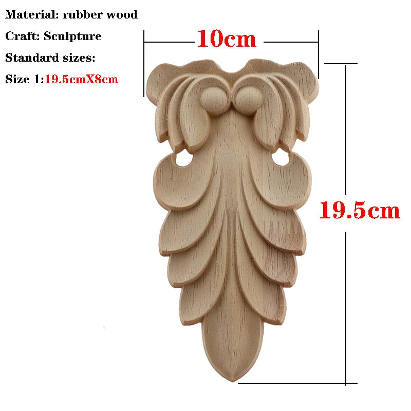 Retro Vintage Wood Carved Onlay Applique Carpenter Frame Decal Furniture